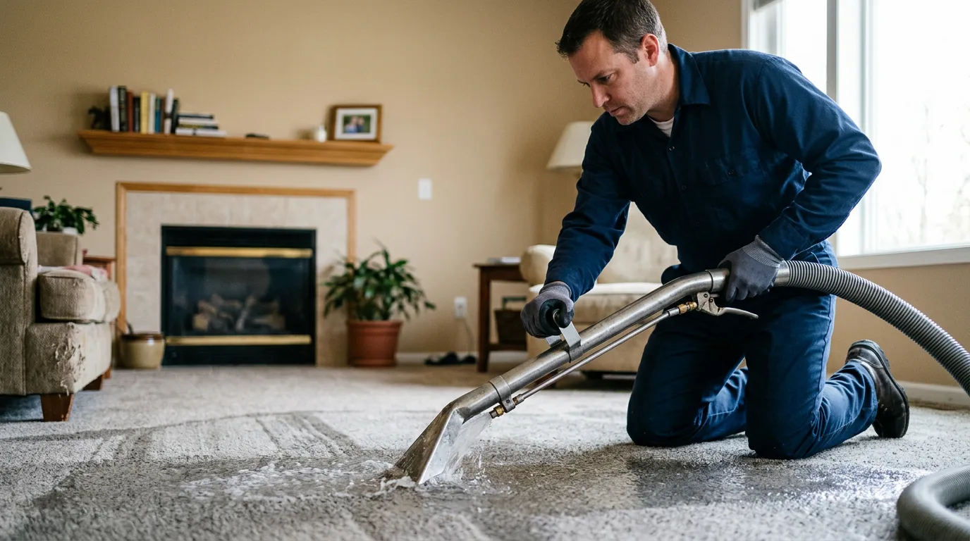 Water damage restoration technician working near Sorrento, ME